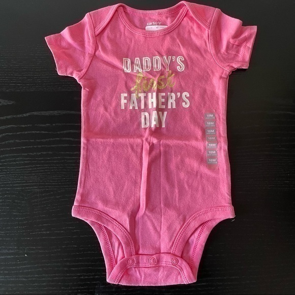 Carter’s Father’s Day Pink Gold Onesie 18 months - Picture 5 of 9